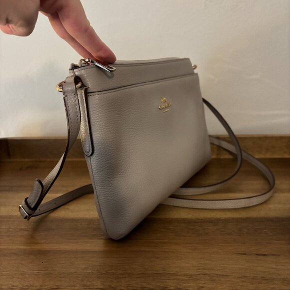Coach Taupe Gray Leather Journal Crossbody - Picture 2 of 10